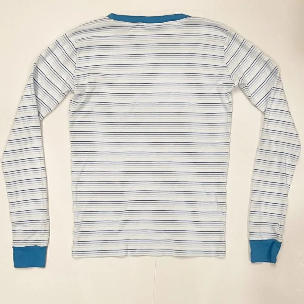 LAKE Pajama Top Blue Stripe 100% Pima Cotton Sleepwear Size 12